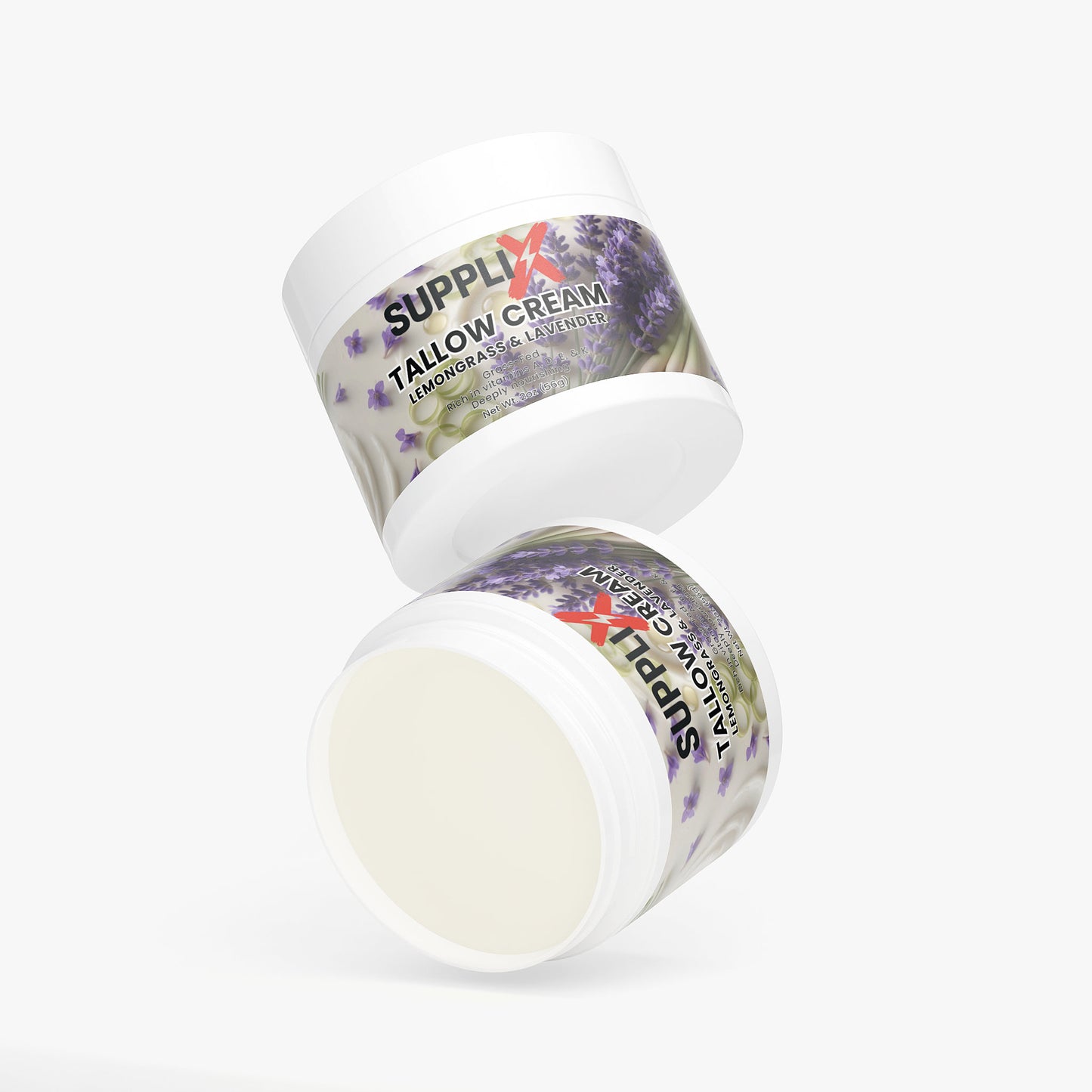 SUPPLI-X Tallow Cream Lemongrass & Lavender | Grass-Fed Beef Tallow & Organic Botanicals | 2 oz