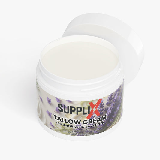 SUPPLI-X Tallow Cream Lemongrass & Lavender | Grass-Fed Beef Tallow & Organic Botanicals | 2 oz