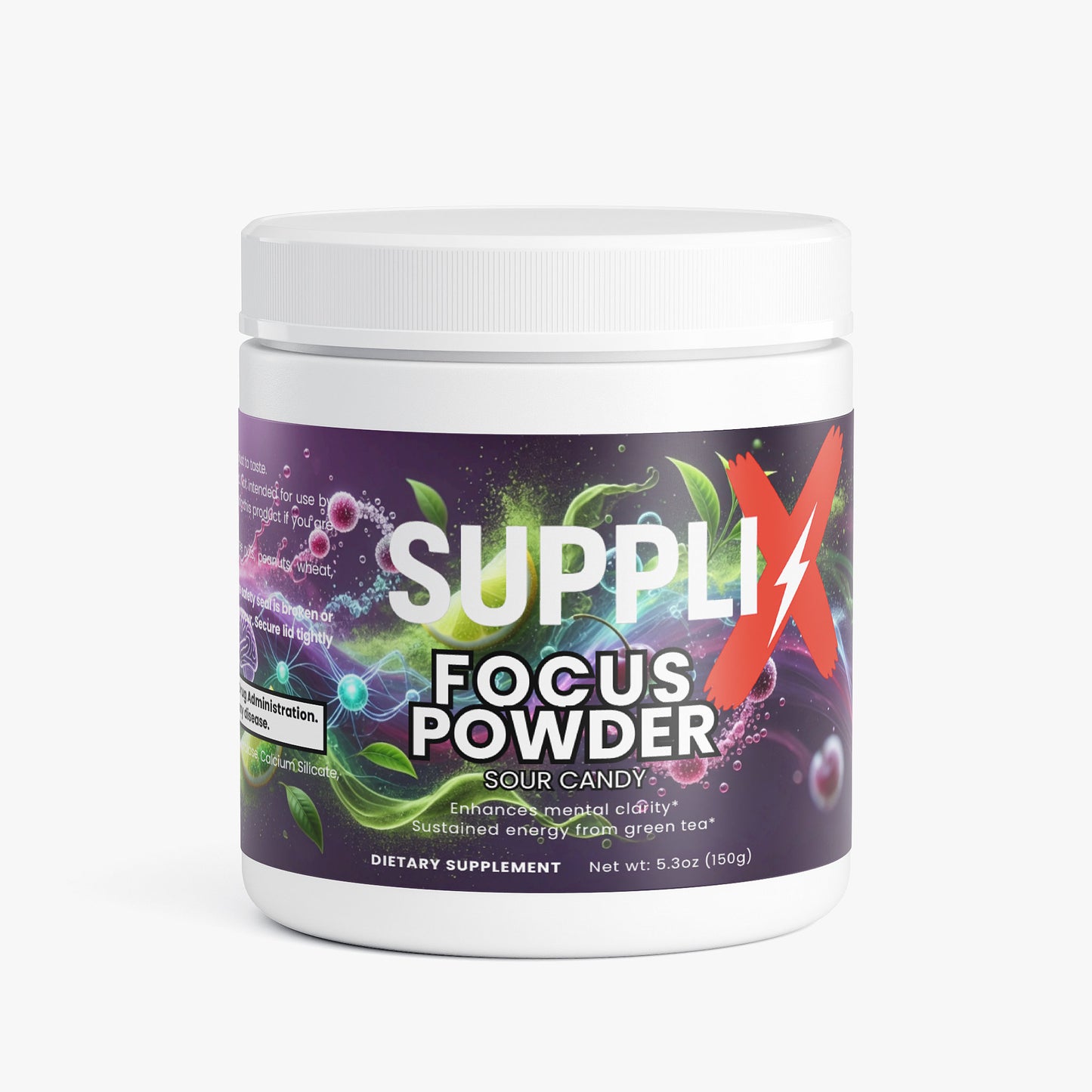 SUPPLI-X Focus Powder | Alpha-GPC, L-Theanine & Natural Caffeine | Sour Candy | 150g
