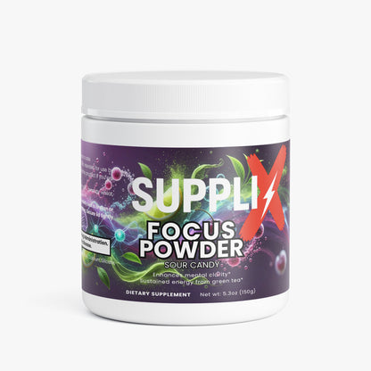 SUPPLI-X Focus Powder | Alpha-GPC, L-Theanine & Natural Caffeine | Sour Candy | 150g