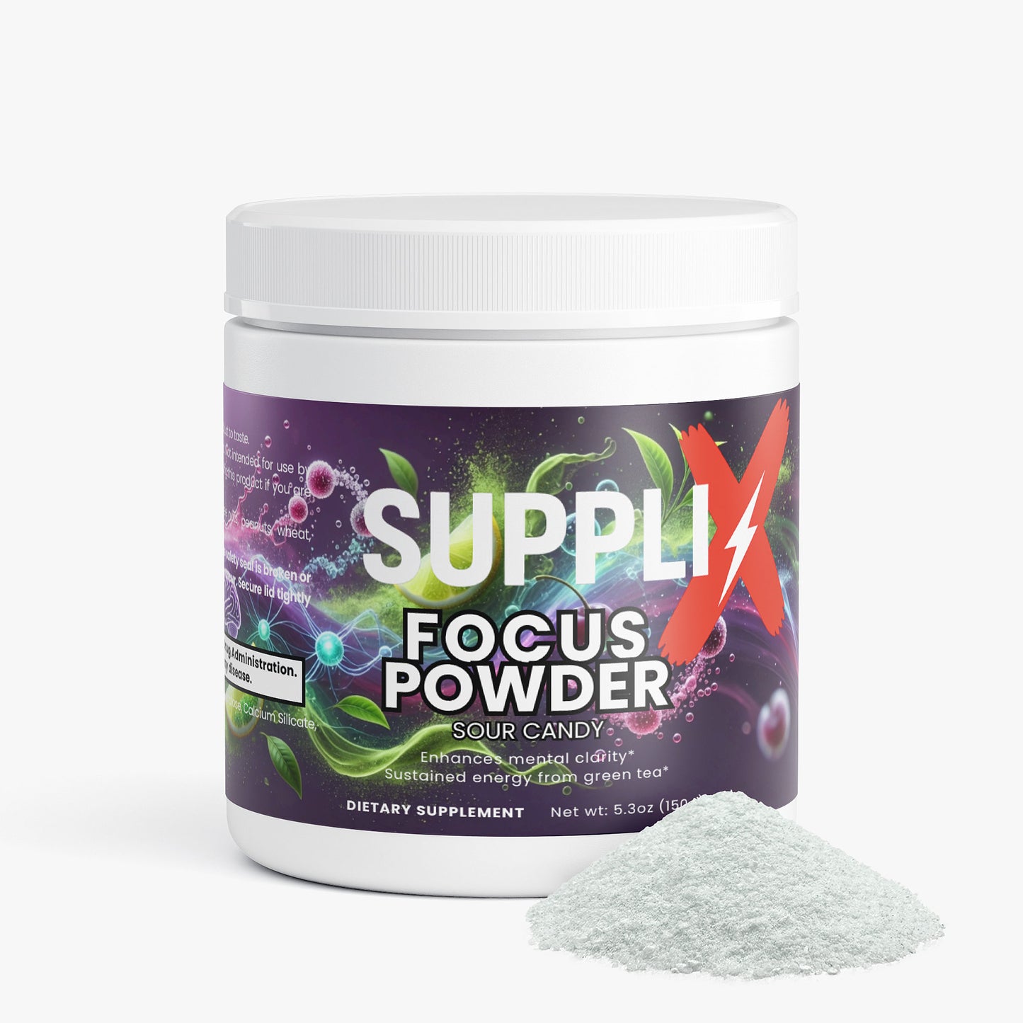 SUPPLI-X Focus Powder | Alpha-GPC, L-Theanine & Natural Caffeine | Sour Candy | 150g