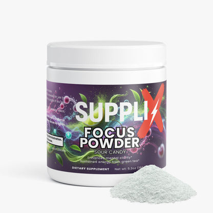 SUPPLI-X Focus Powder | Alpha-GPC, L-Theanine & Natural Caffeine | Sour Candy | 150g