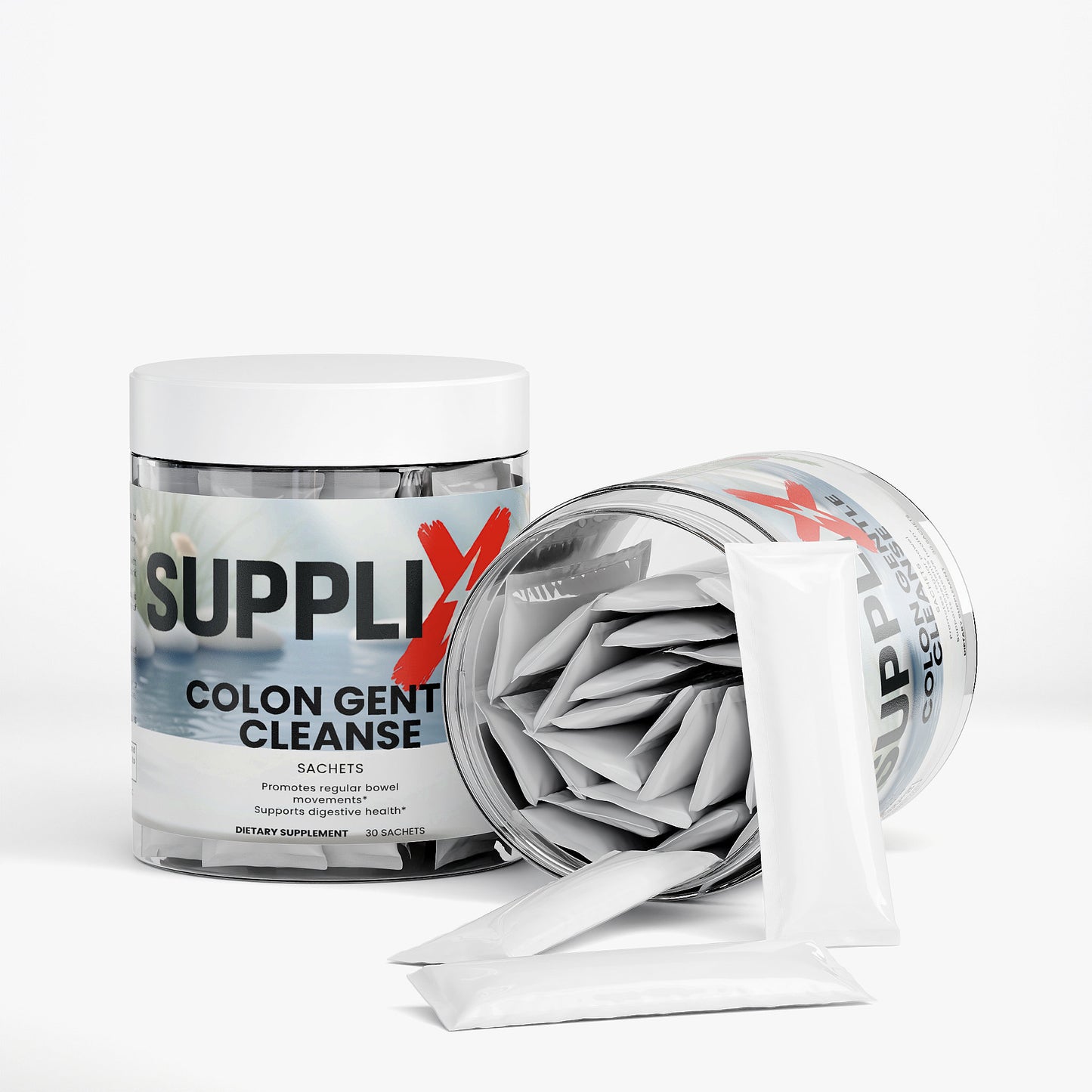 SUPPLI-X Colon Gentle Cleanse | Psyllium Husk, Ginger & Digestive Enzymes | 30 Sachets