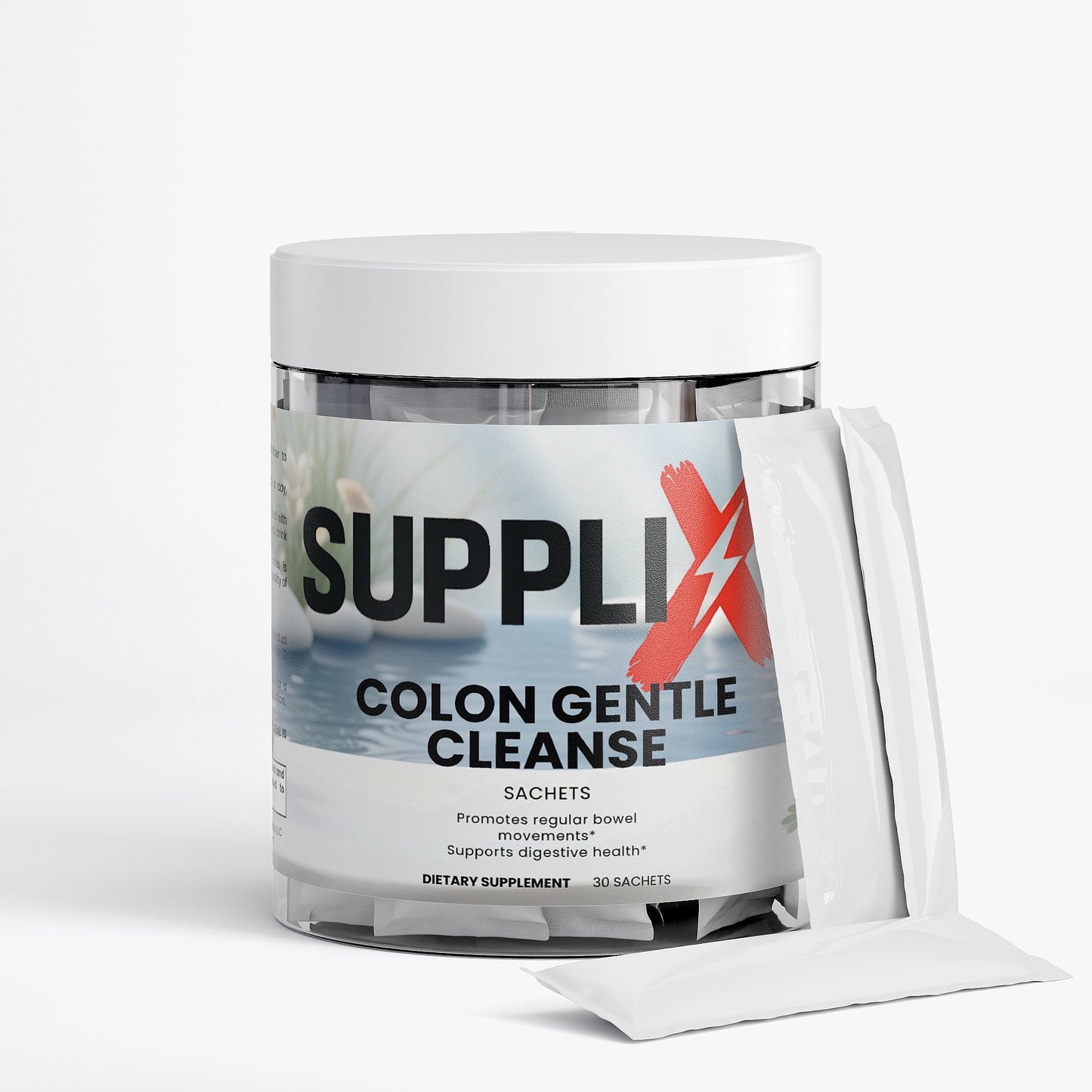 SUPPLI-X Colon Gentle Cleanse | Psyllium Husk, Ginger & Digestive Enzymes | 30 Sachets
