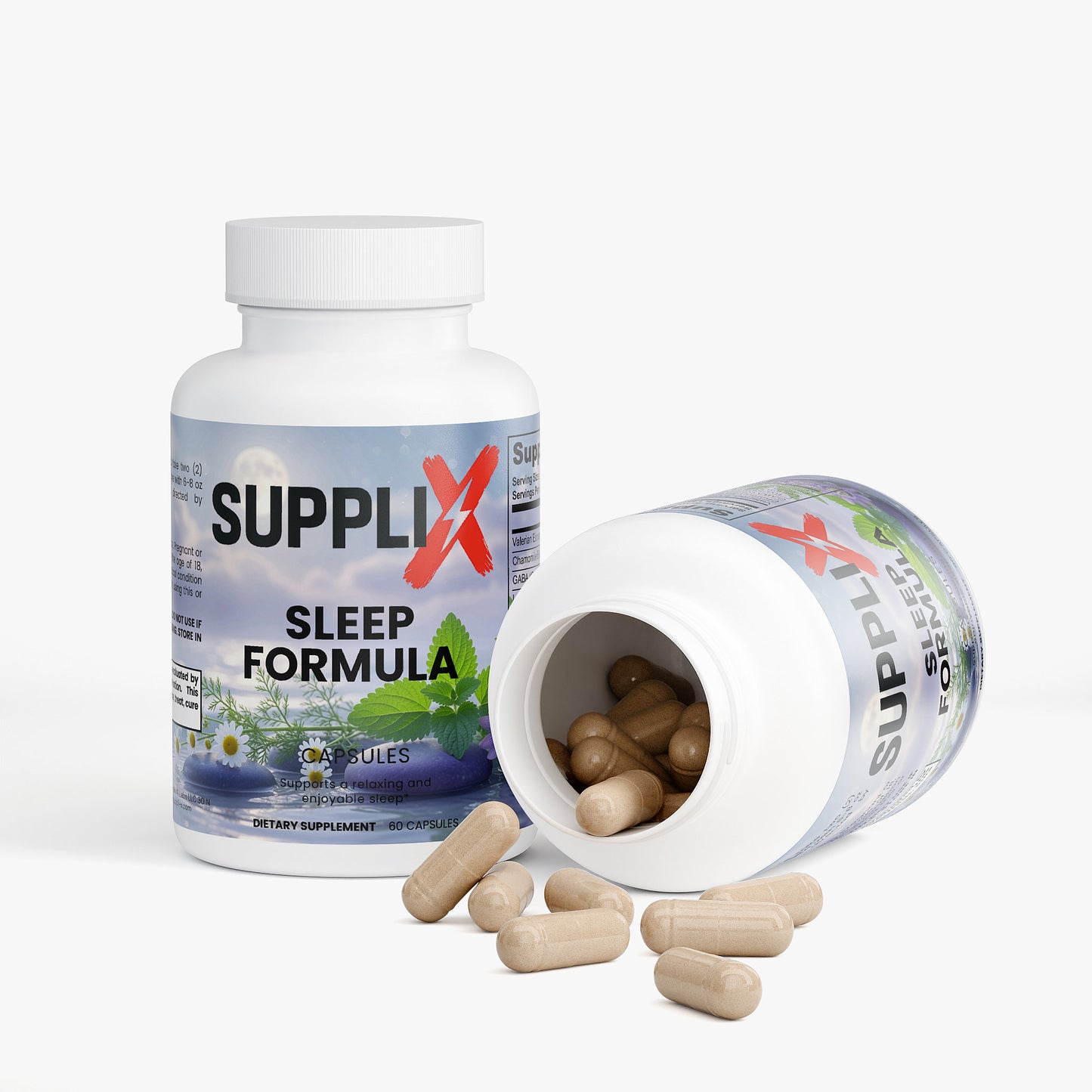 SUPPLI-X Sleep Formula | Valerian, Melatonin, GABA & L-Tryptophan | 60 Capsules