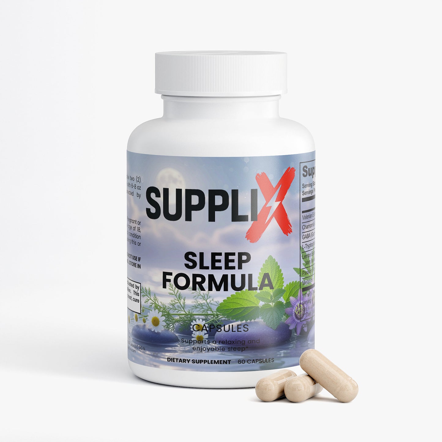 SUPPLI-X Sleep Formula | Valerian, Melatonin, GABA & L-Tryptophan | 60 Capsules