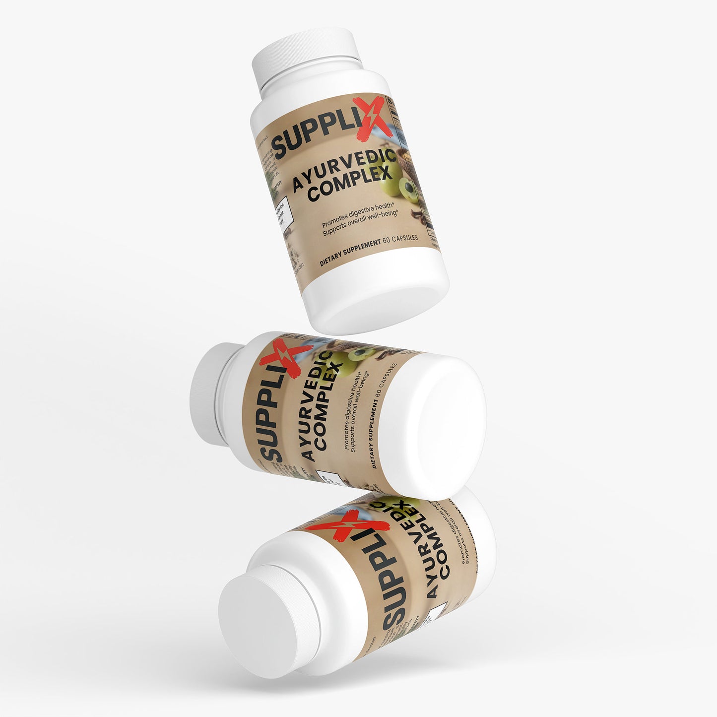 SUPPLI-X Ayurvedic Complex | Ashwagandha, Turmeric, Brahmi & Shilajit | 60 Capsules