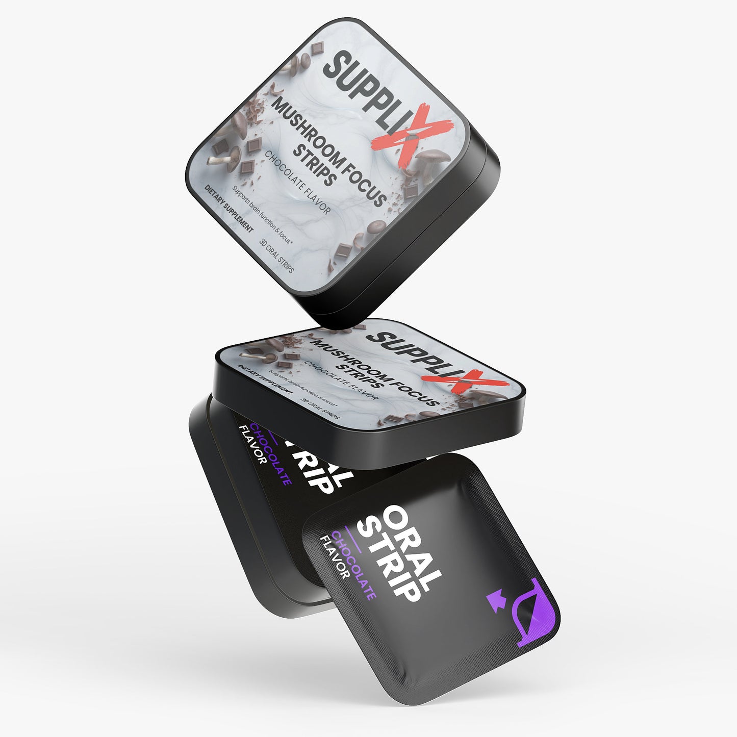SUPPLI-X Mushroom Focus Strips | Lion's Mane, Cordyceps, Maitake & Shiitake | 30 Strips