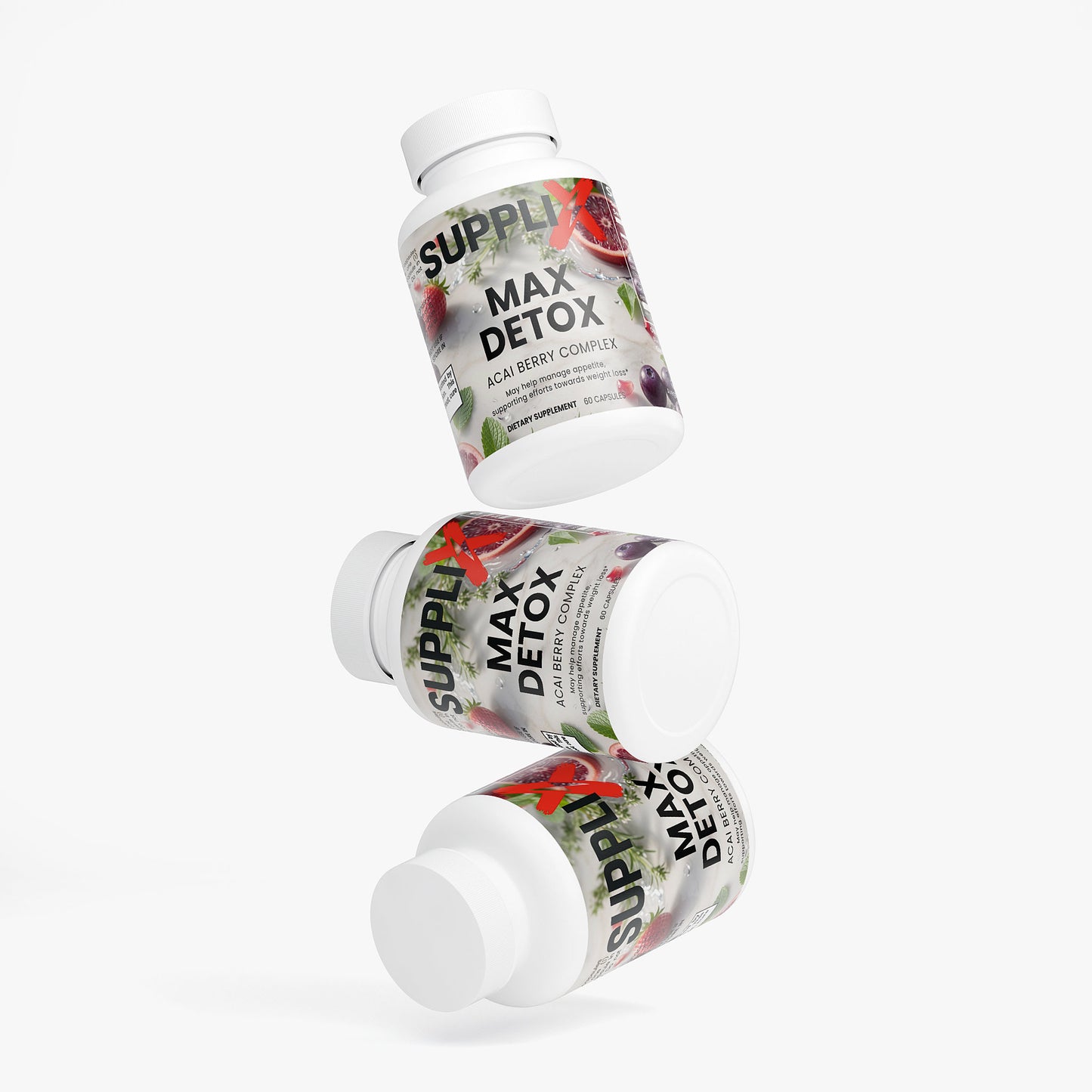SUPPLI-X Max Detox | Acai Berry, Psyllium, Chlorella & Aloe | 60 Capsules