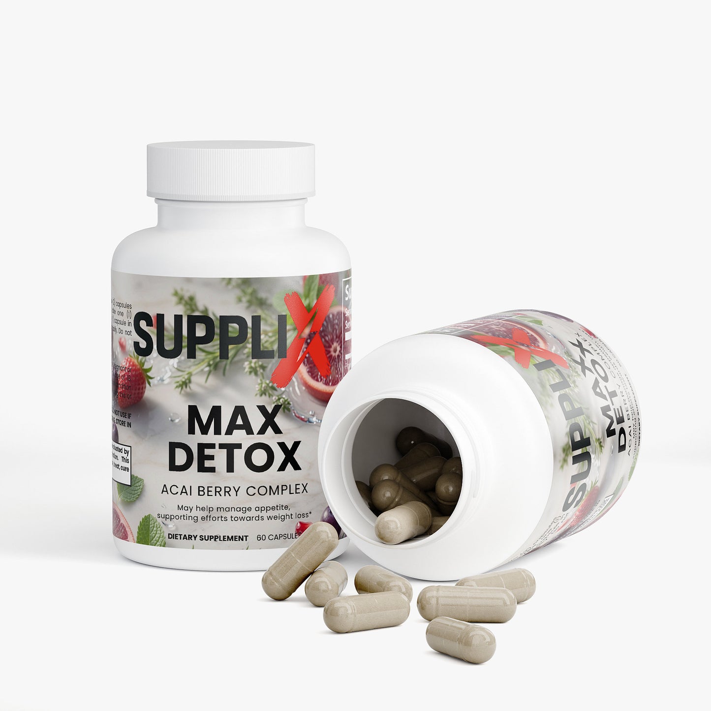 SUPPLI-X Max Detox | Acai Berry, Psyllium, Chlorella & Aloe | 60 Capsules