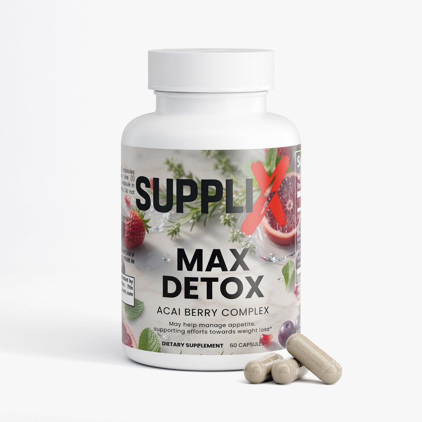 SUPPLI-X Max Detox | Acai Berry, Psyllium, Chlorella & Aloe | 60 Capsules