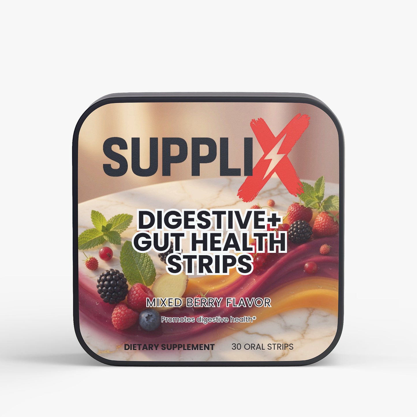 SUPPLI-X Digestive + Gut Health Strips | Bacillus Coagulans 10B CFU & Enzymes | 30 Strips