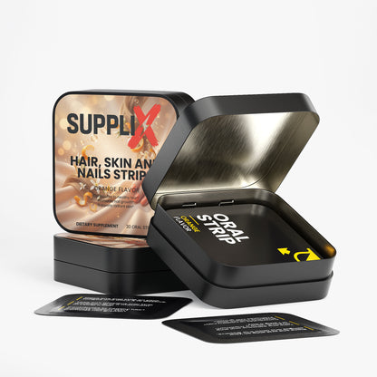 SUPPLI-X Hair, Skin & Nails Strips | Biotin 5000mcg, Folate & Vitamin D3 | 30 Strips