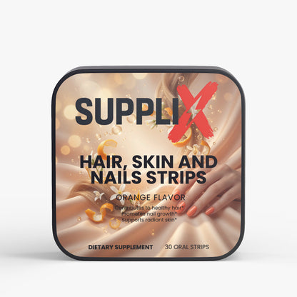 SUPPLI-X Hair, Skin & Nails Strips | Biotin 5000mcg, Folate & Vitamin D3 | 30 Strips