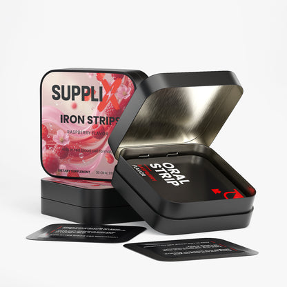 SUPPLI-X Iron Strips | Ferric Saccharate 19mg & Folate | Raspberry | 30 Strips