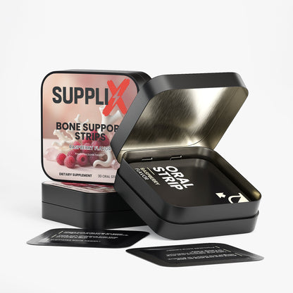 SUPPLI-X Bone Support Strips | Vitamin D3 2000 IU & K2 120mcg | Raspberry | 30 Strips
