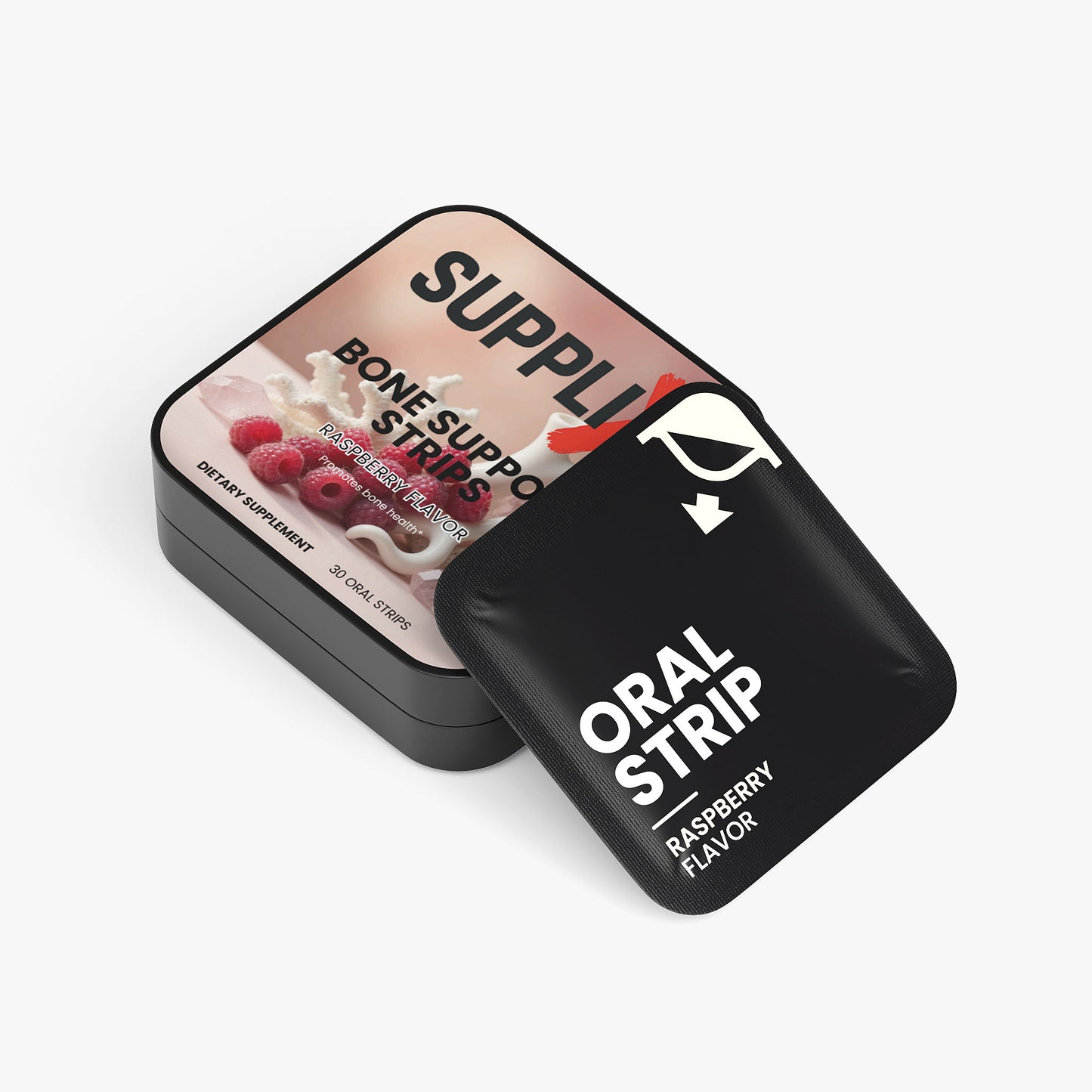 SUPPLI-X Bone Support Strips | Vitamin D3 2000 IU & K2 120mcg | Raspberry | 30 Strips