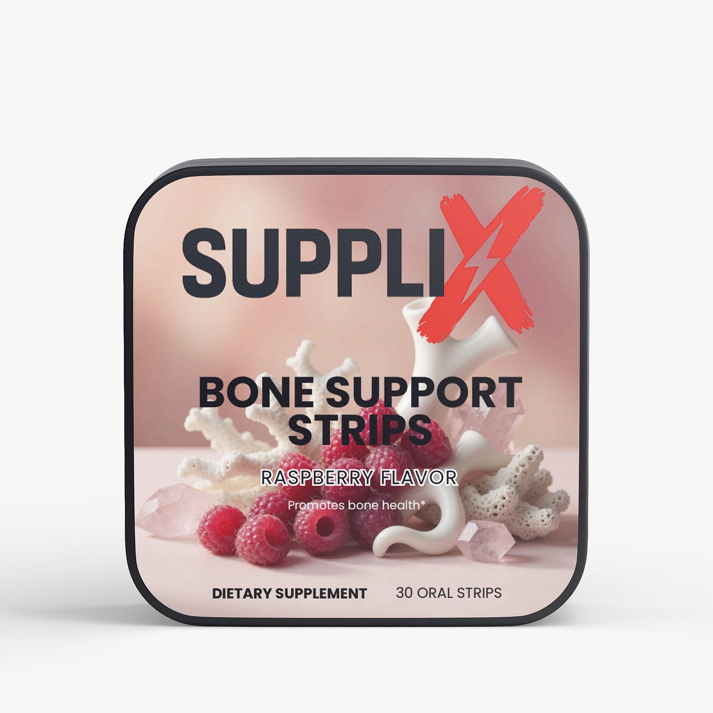 SUPPLI-X Bone Support Strips | Vitamin D3 2000 IU & K2 120mcg | Raspberry | 30 Strips