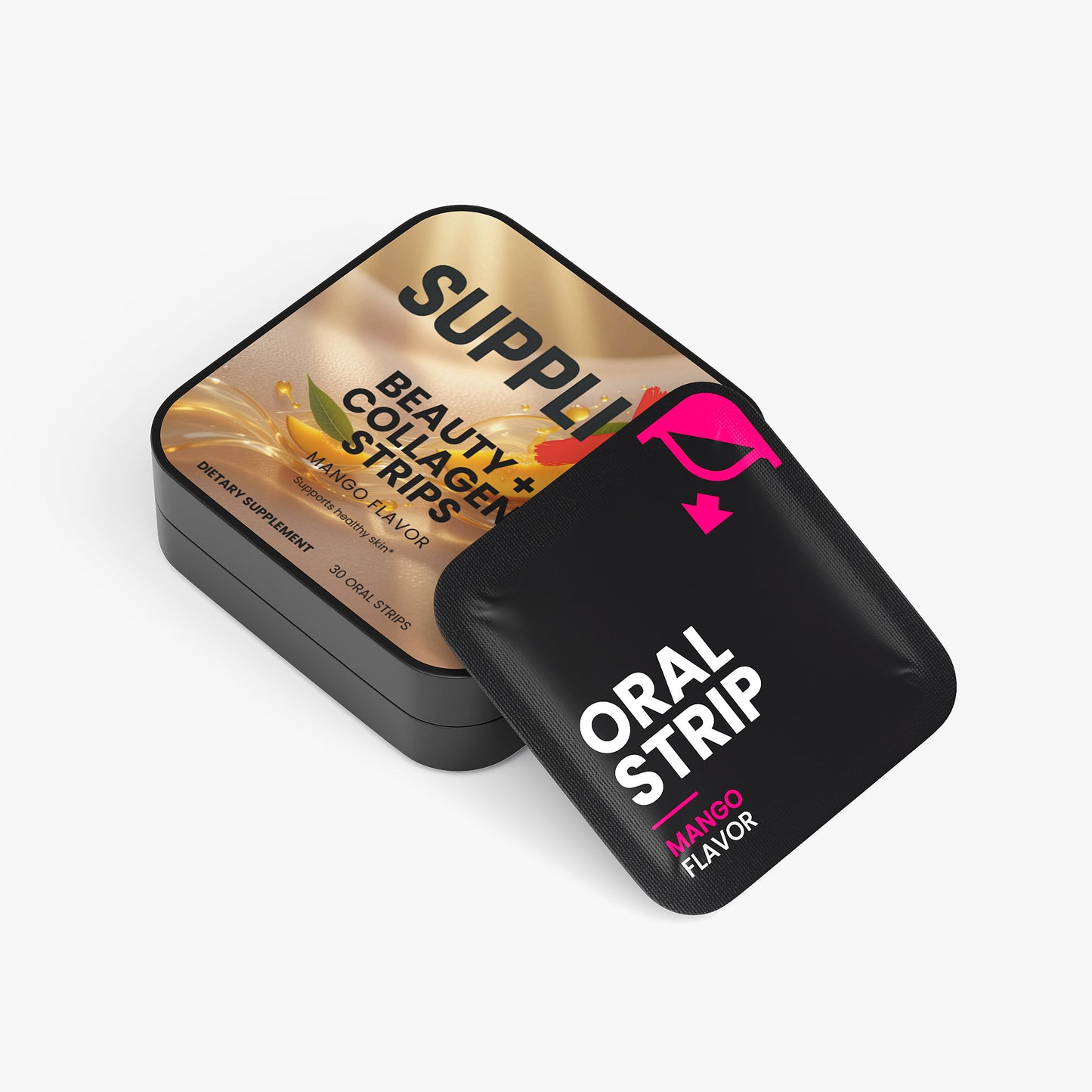 SUPPLI-X Beauty + Collagen Strips | Collagen Peptides & Vitamin E | Mango | 30 Strips