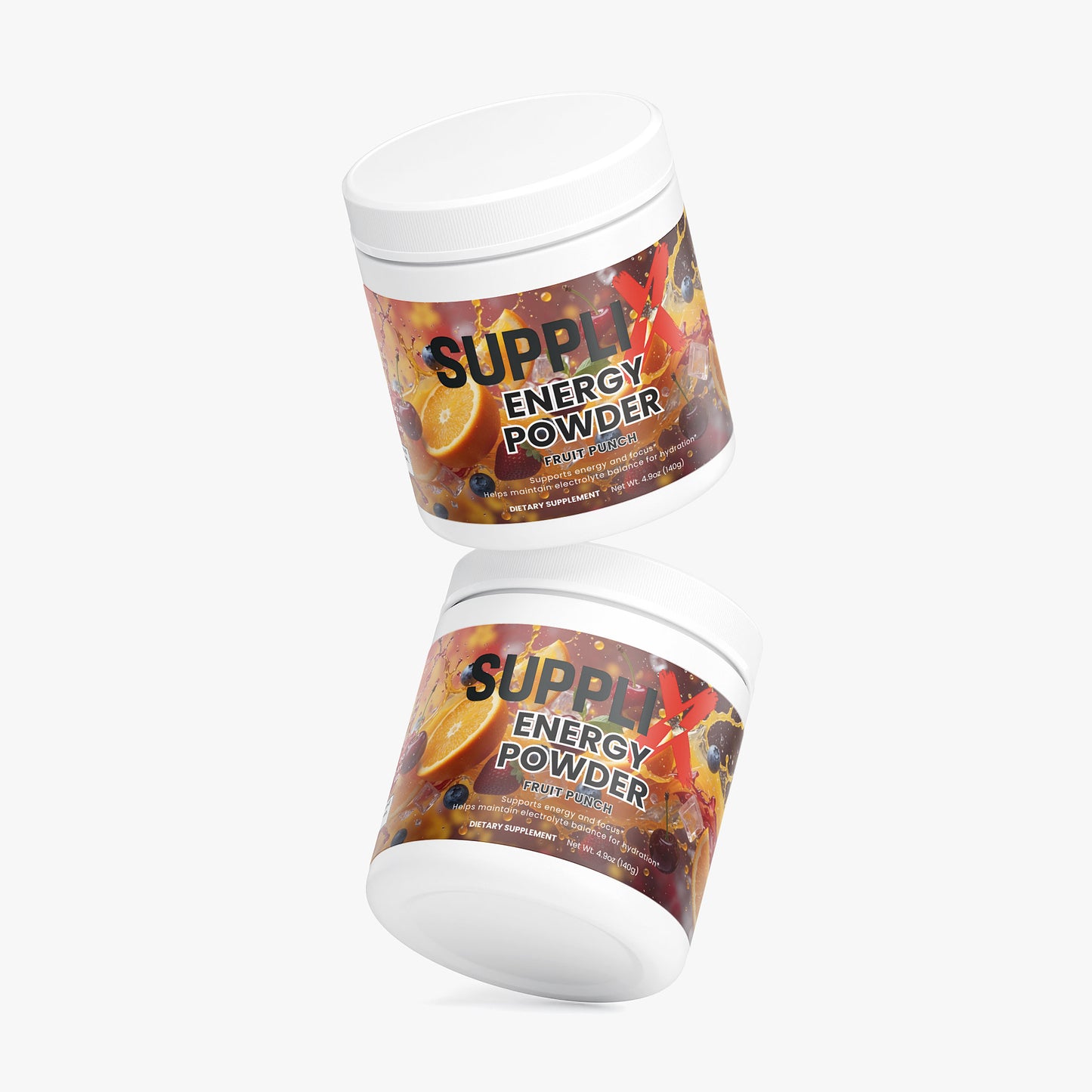 SUPPLI-X Energy Powder | Natural Caffeine, L-Theanine, Taurine & Electrolytes | Fruit Punch | 140g