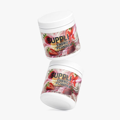SUPPLI-X Energy Powder | Natural Caffeine, L-Theanine, Taurine & Electrolytes | Strawberry Shortcake | 140g