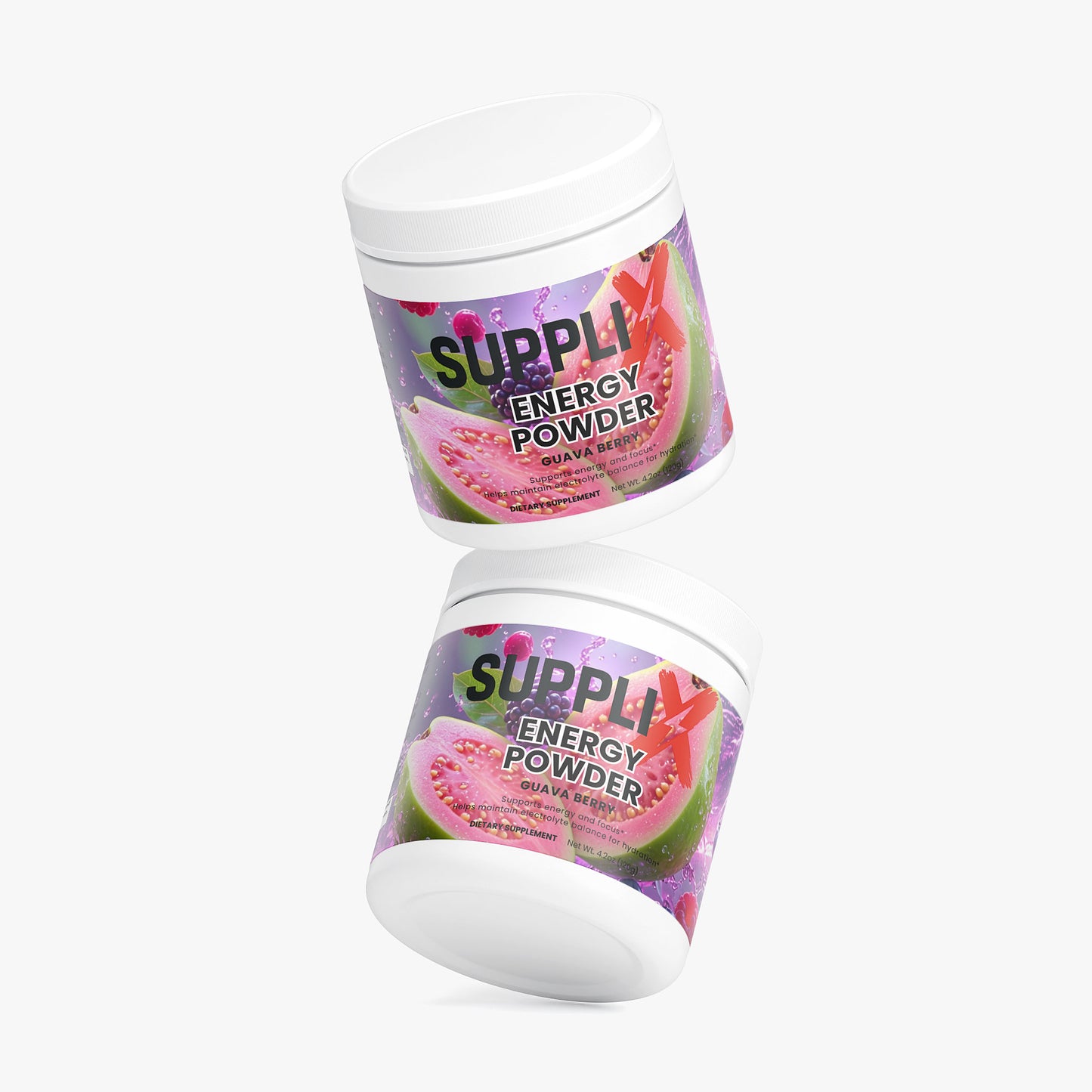 SUPPLI-X Energy Powder | Natural Caffeine, L-Theanine, Taurine & Electrolytes | Guava Berry | 120g