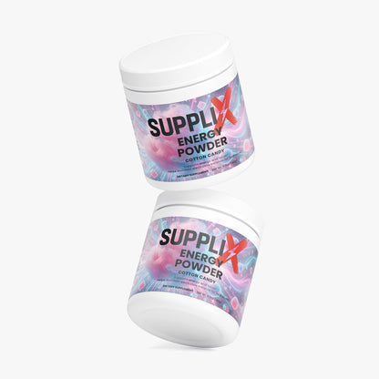SUPPLI-X Energy Powder | Natural Caffeine, L-Theanine, Taurine & Electrolytes | Cotton Candy | 140g