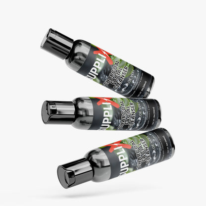 SUPPLI-X Charcoal Facial Cleanser | Activated Charcoal, Organic Tea Tree & Aloe Vera | 2 oz