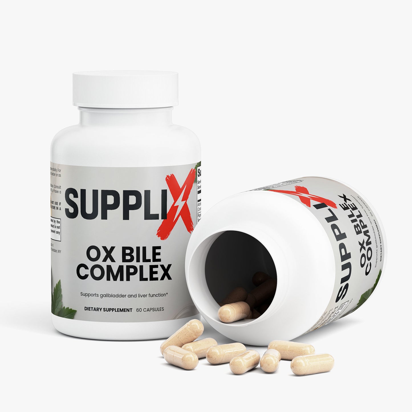 SUPPLI-X Ox Bile Complex | Fat Digestion & Bile Support | DigeZyme, Artichoke Extract, Slippery Elm | 60 Capsules