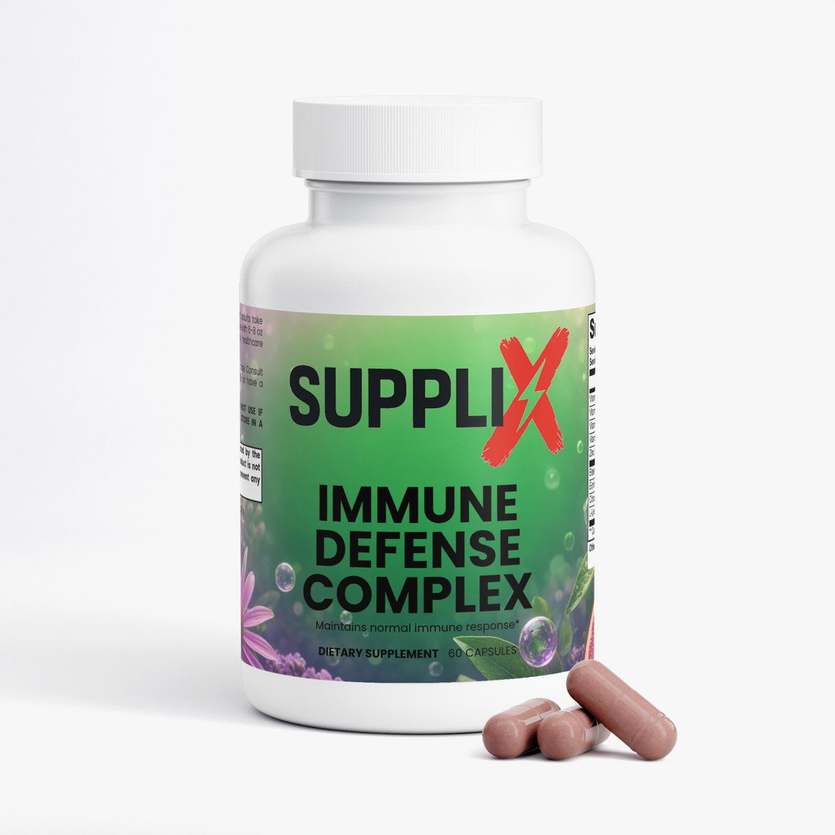 SUPPLI-X Immune Defense Complex | Vitamin C, D3, Zinc, Elderberry & Echinacea | 60 Capsules