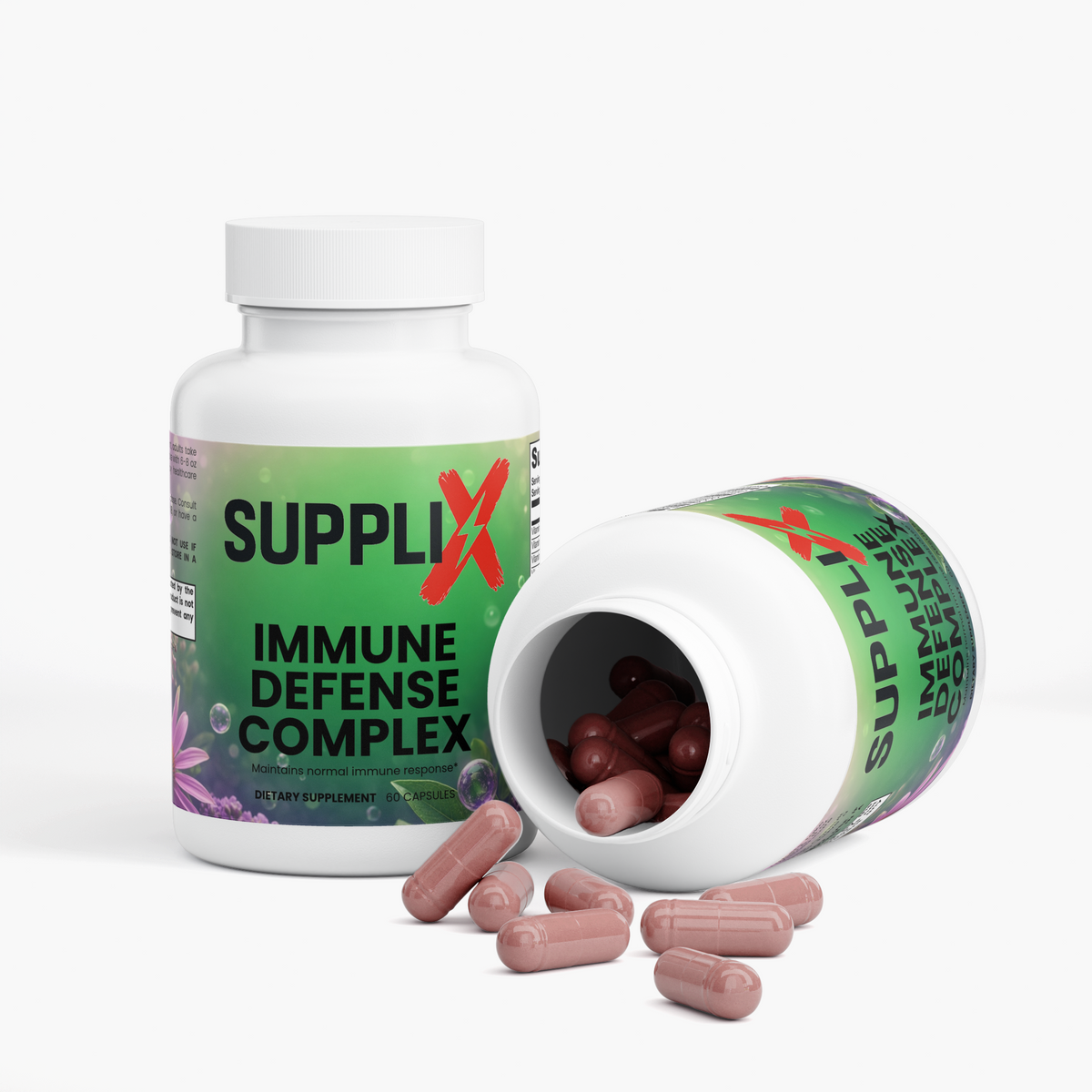 SUPPLI-X Immune Defense Complex | Vitamin C, D3, Zinc, Elderberry & Echinacea | 60 Capsules