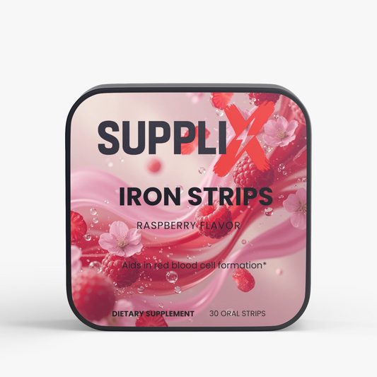 SUPPLI-X Iron Strips | Ferric Saccharate 19mg & Folate | Raspberry | 30 Strips