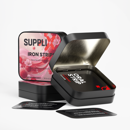 SUPPLI-X Iron Strips | Ferric Saccharate 19mg & Folate | Raspberry | 30 Strips
