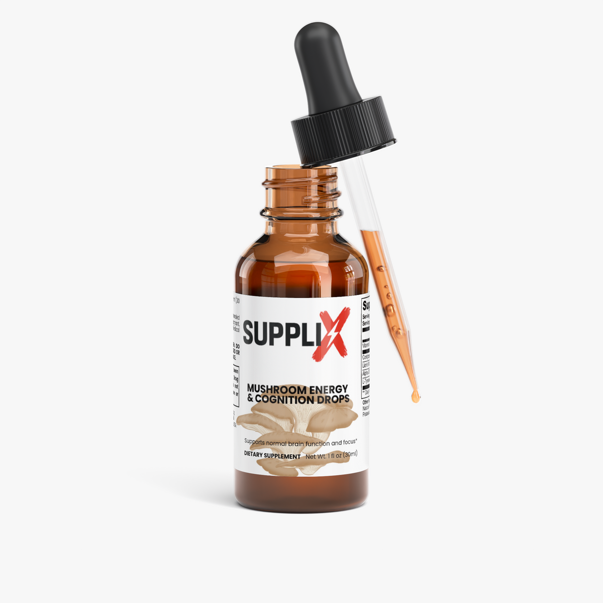 SUPPLI-X Lion's Mane & Cordyceps Drops – Alpha GPC & B12 | 30ml
