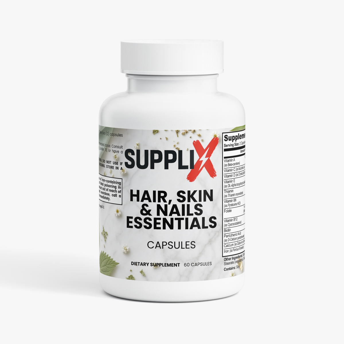 SUPPLI-X Hair, Skin & Nails Essentials biotin 5000 mcg capsules bottle