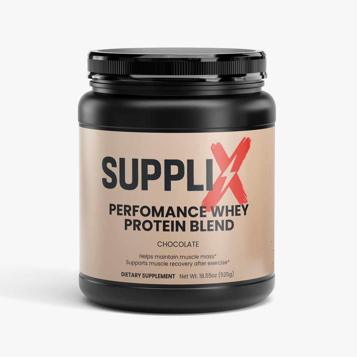 SUPPLI-X Performance Whey Protein Powder Chocolate tub, 22g protein