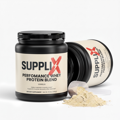 SUPPLI-X Performance Whey Protein Powder | Isolate & Concentrate Blend, 22g Protein | Vanilla | 1.06 lb