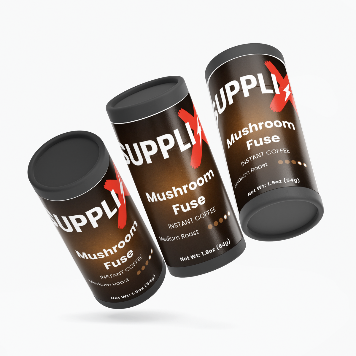 SUPPLI-X Mushroom Fuse Lion's Mane & Chaga coffee – three tubes
