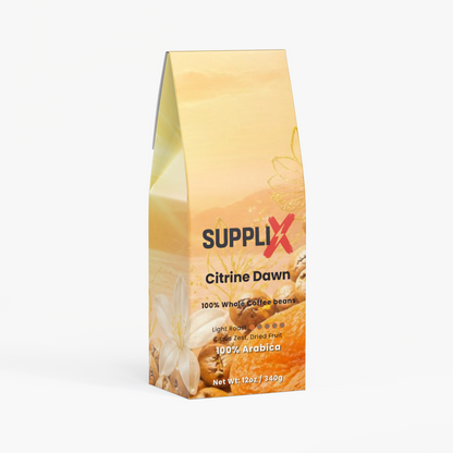 SUPPLI-X Citrine Dawn light roast whole bean coffee, 12 oz bag