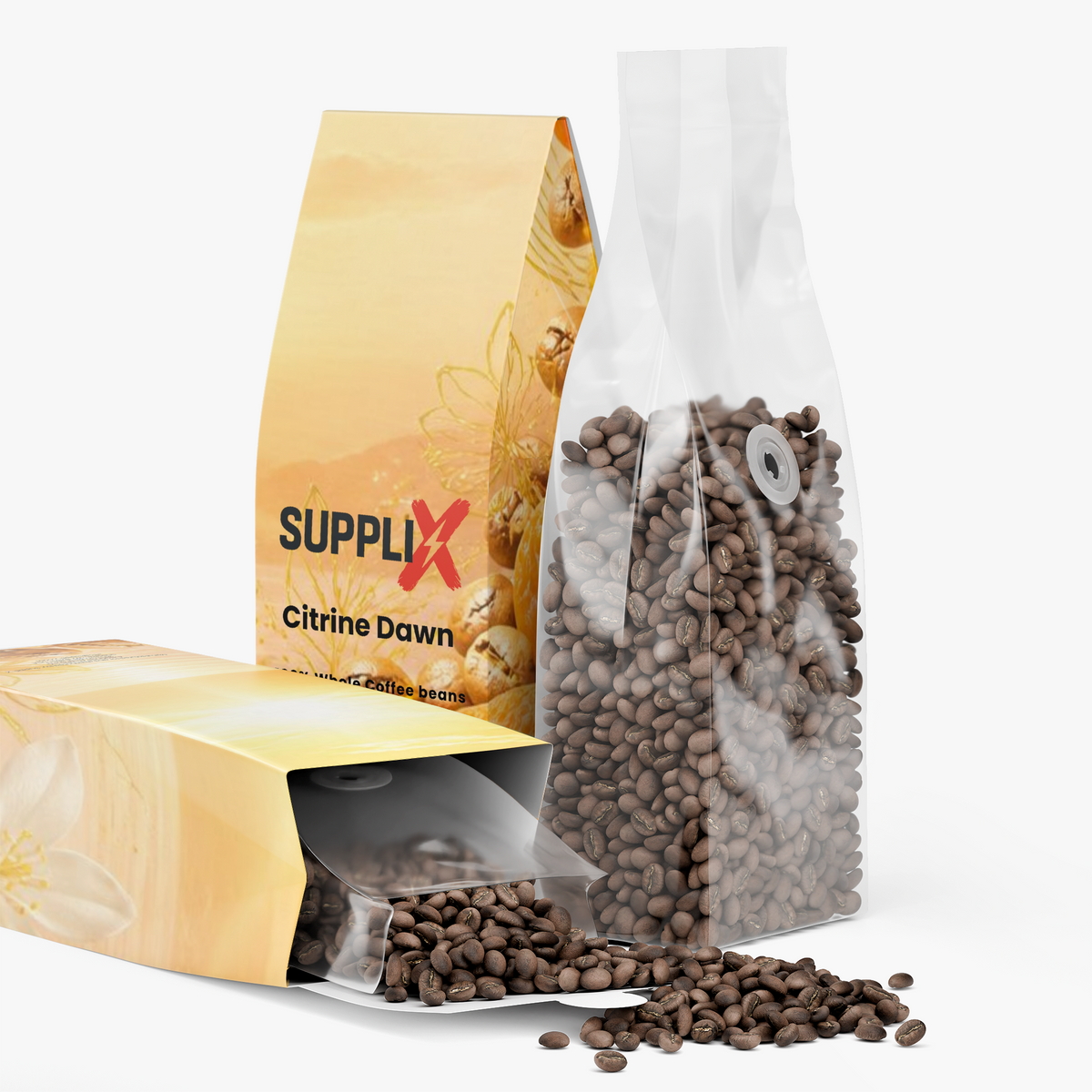 SUPPLI-X Citrine Dawn 100% Arabica whole bean coffee from Ethiopia, Mexico and Brazil