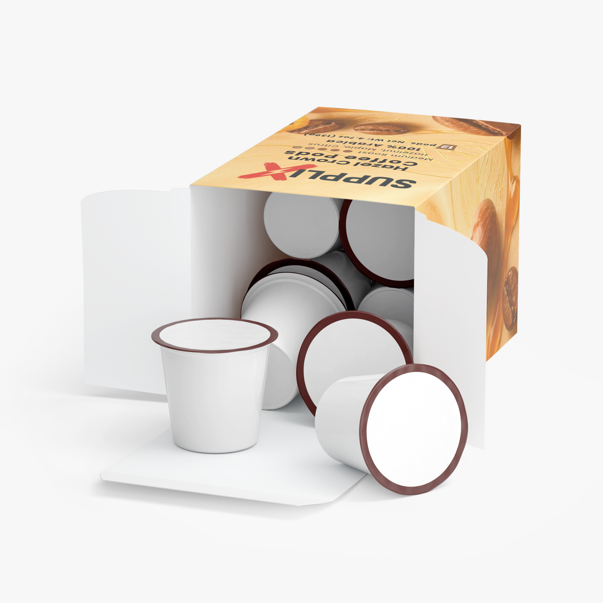 SUPPLI-X Hazel Crown coffee pods box, made in the USA