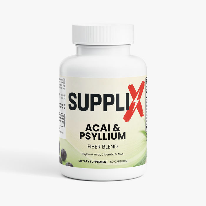 SUPPLI-X Acai & Psyllium Fiber Blend with chlorella and aloe, 60 capsules bottle