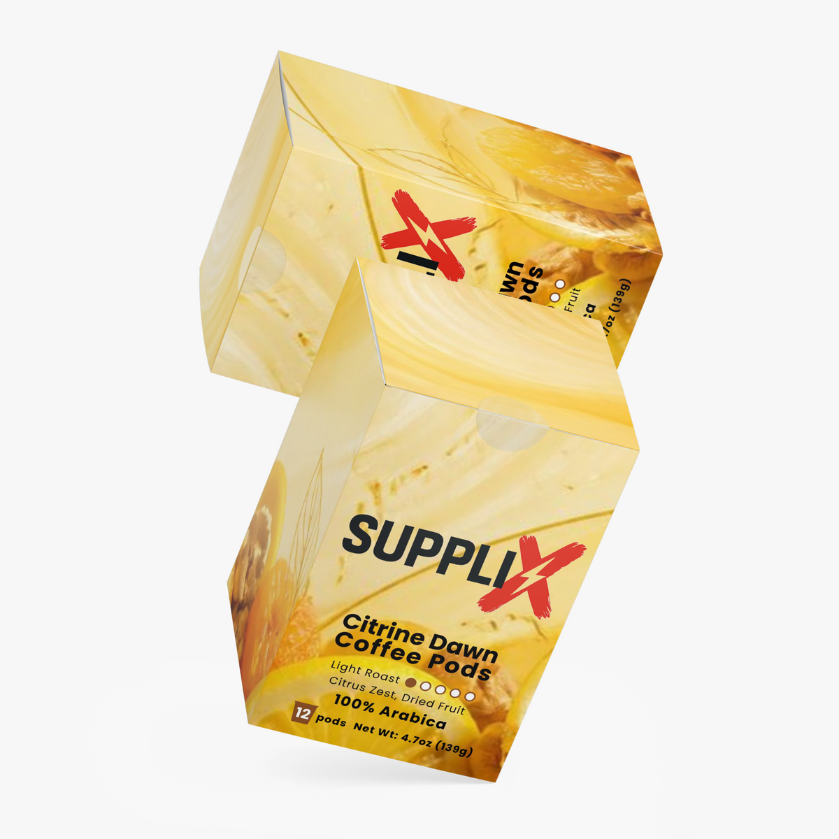SUPPLI-X Citrine Dawn light roast coffee pods, made in the USA