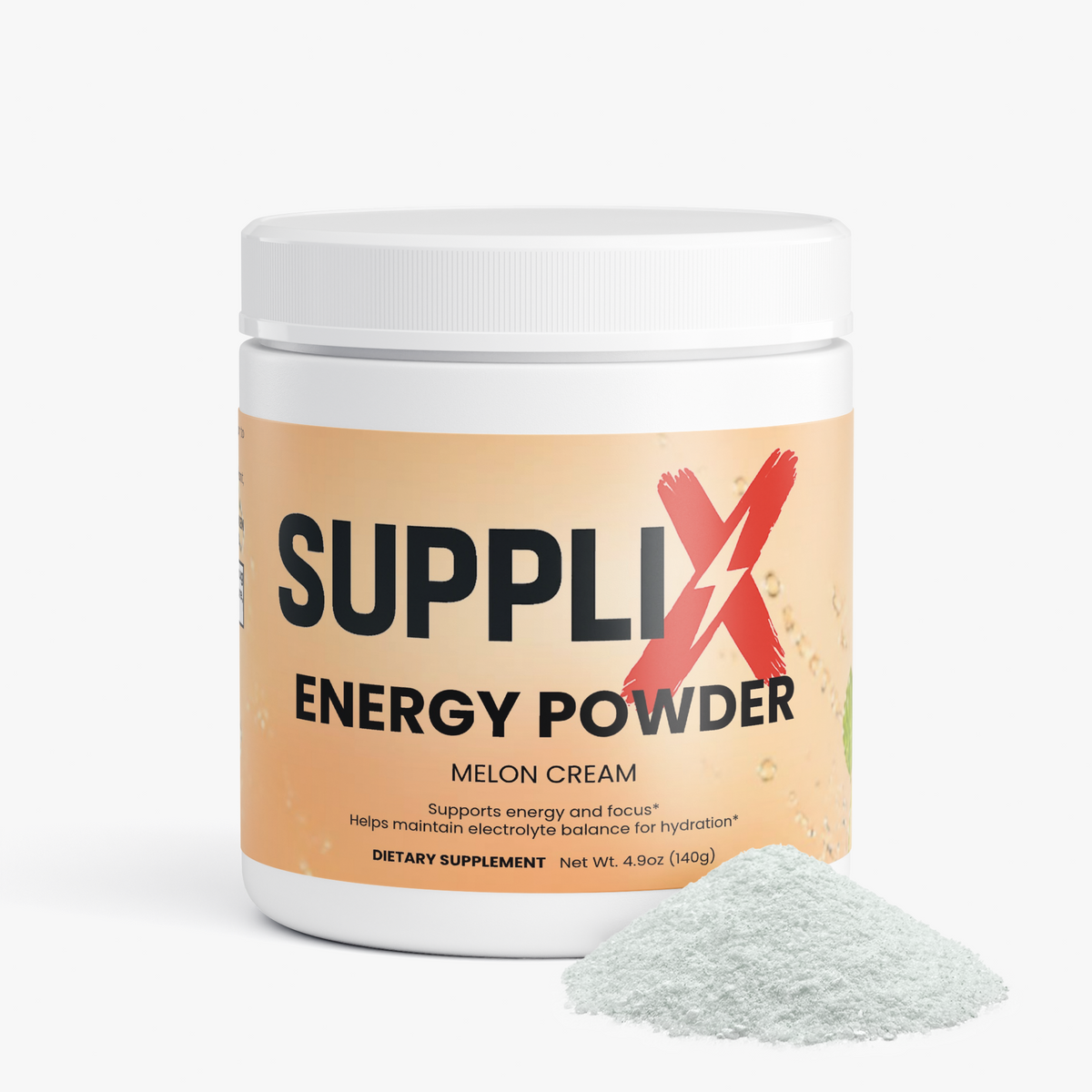 SUPPLI-X Energy Powder Melon Cream jar with powder, L-Theanine and taurine