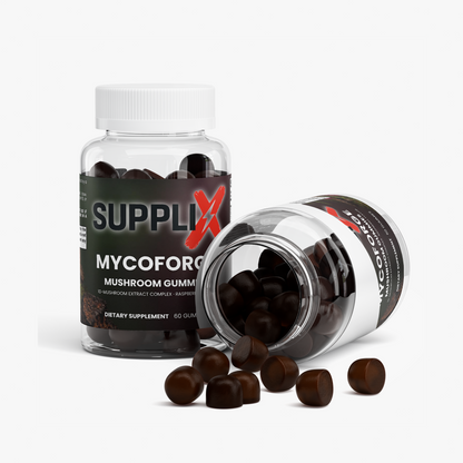 SUPPLI-X MycoForge Mushroom Gummies | 10-Mushroom Extract Complex | Raspberry | 60 Gummies