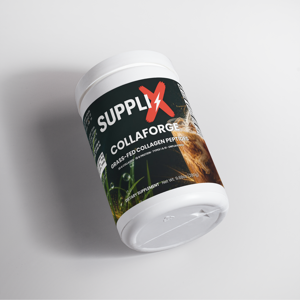 SUPPLI-X CollaForge Grass-Fed Collagen Peptides – collagen powder close-up