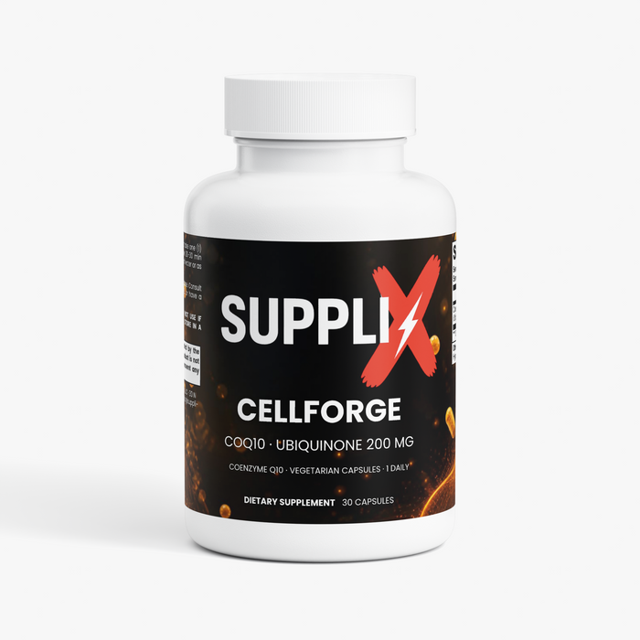 SUPPLI-X CellForge CoQ10 Ubiquinone 200 mg bottle, 30 vegetarian capsules