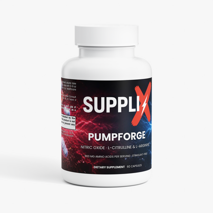 SUPPLI-X PumpForge Nitric Oxide bottle, L-citrulline 400 mg, L-arginine and AAKG, 60 capsules