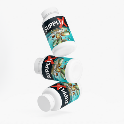 SUPPLI-X DeepSea Omega-3 – bottle lying down, label view