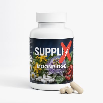 SUPPLI-X Moonridge Evening Support bottle with capsules – chamomile, hops, lemon balm & passion flower blend
